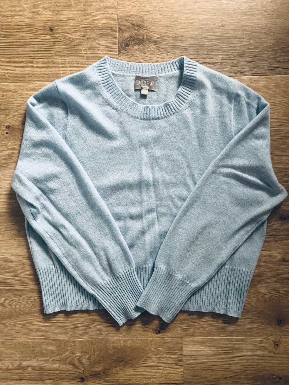 J. Crew Long Sleeve Cropped Cashmere Sweater in Sky Blue XL